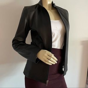 Kenneth Cole women’s leather mock neck zip up jacket